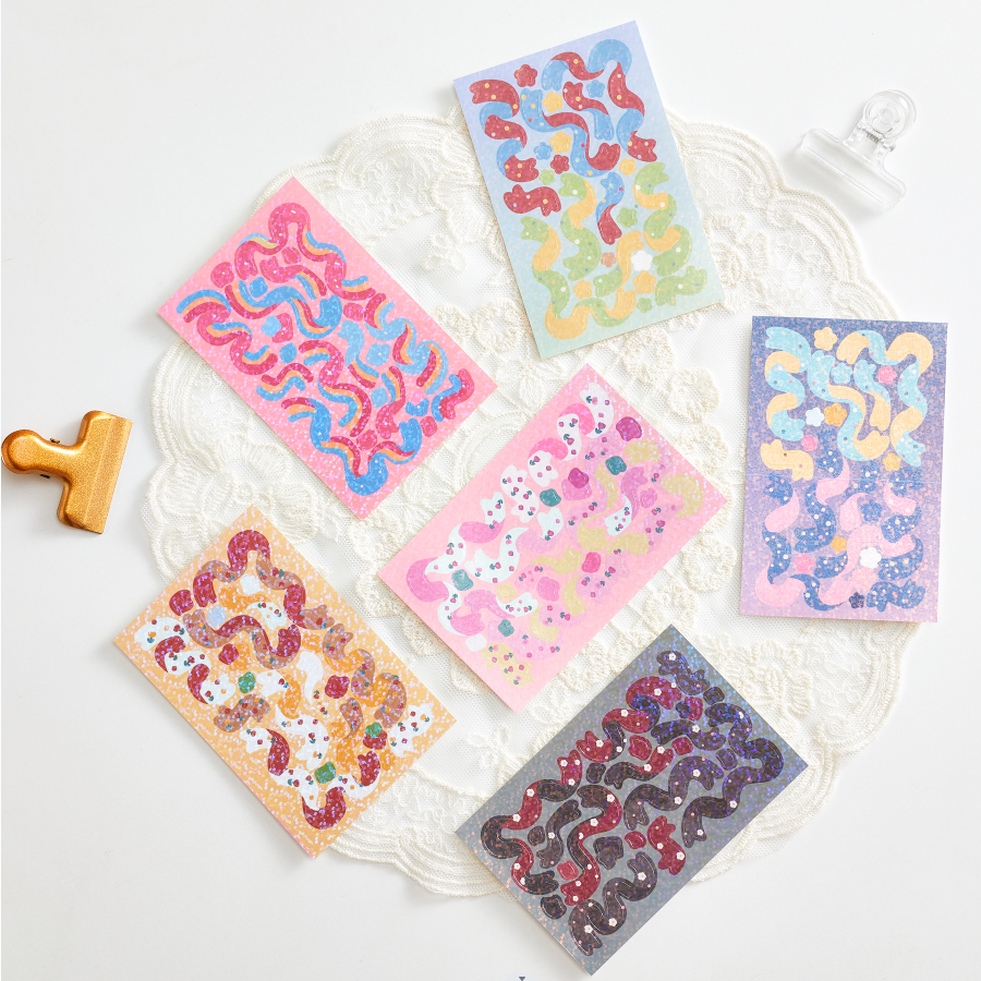 Lovely Flower Sticker Fashion Ribbon Decorative Sticker Daily Notebook Sticker