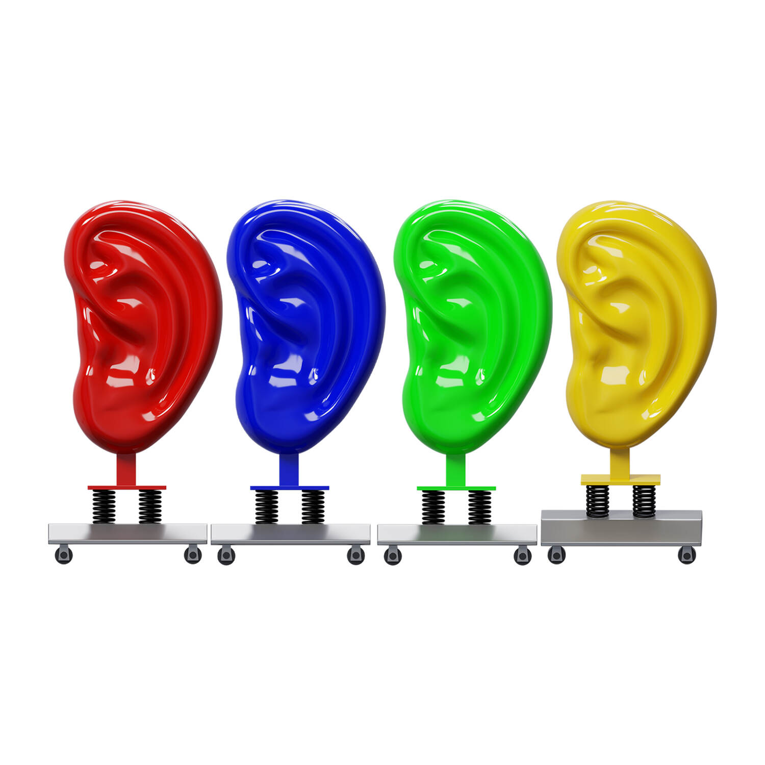 Colorful ear model with base on casters