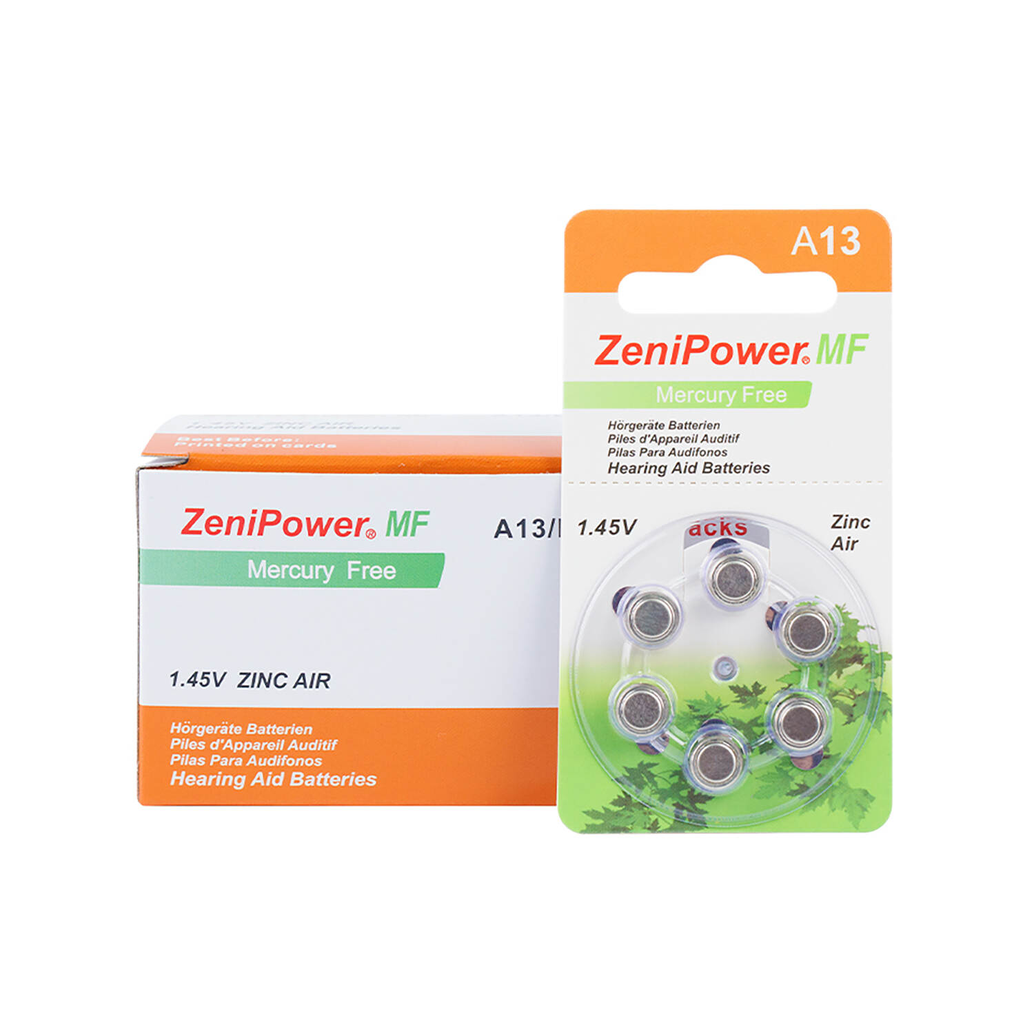 High Quality and Specialize Size A13 Zenipower Batteries for Hearing Aid