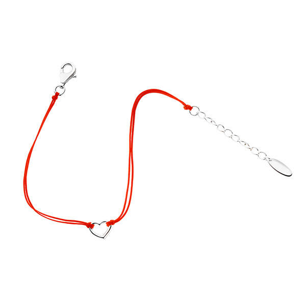 925 Silver Hollow Heart Love Cord Bracelet