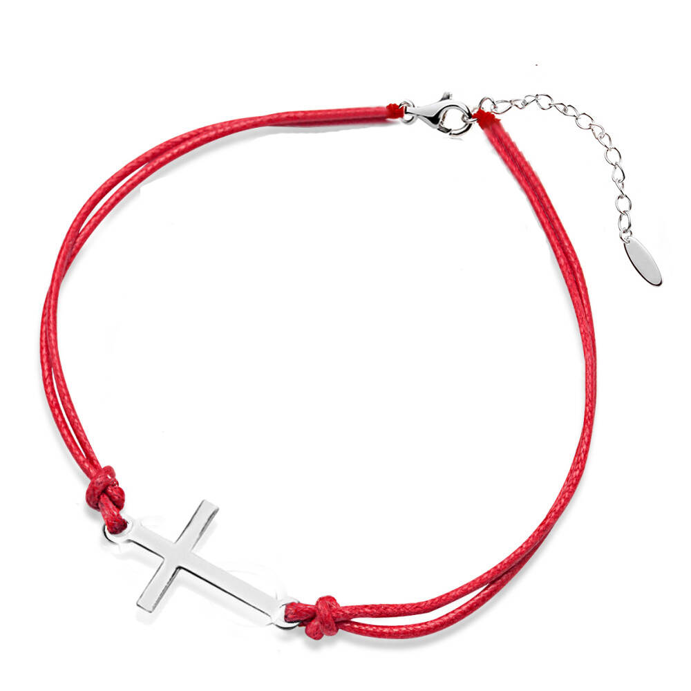 925 Silver Cross Simple Cord Bracelet