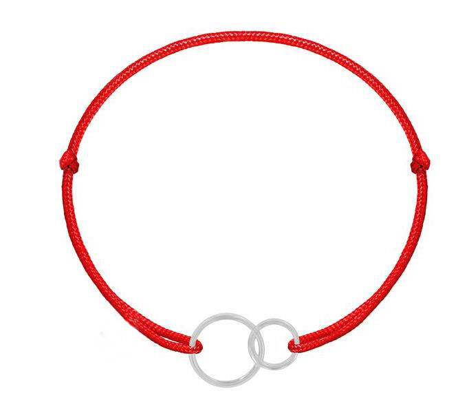 925 Silver Interlocking Circles Together Cord Bracelet