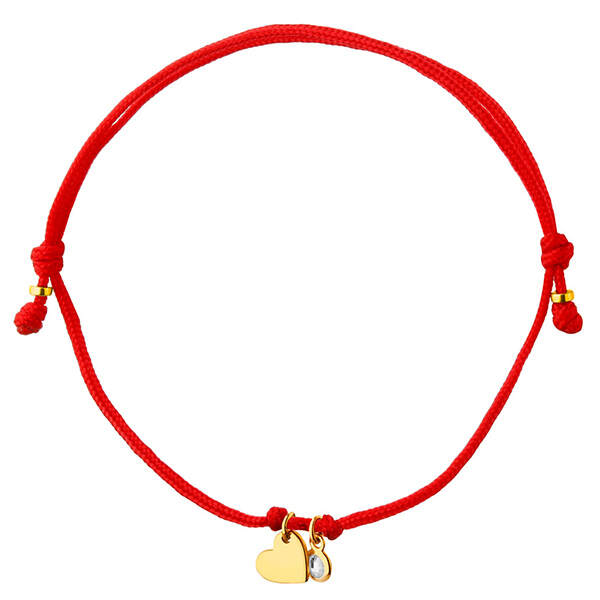 925 Silver Cord CZ Bracelet with Heart Charm