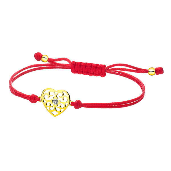 925 Silver Stylish Heart Cubic Zirconia Cord Bracelet