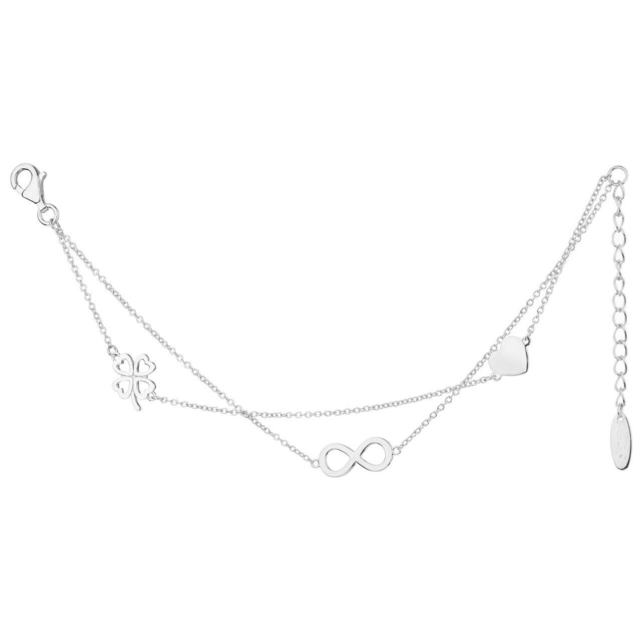 925 Silver Four Clover Infinity Heart Daity Bracelet