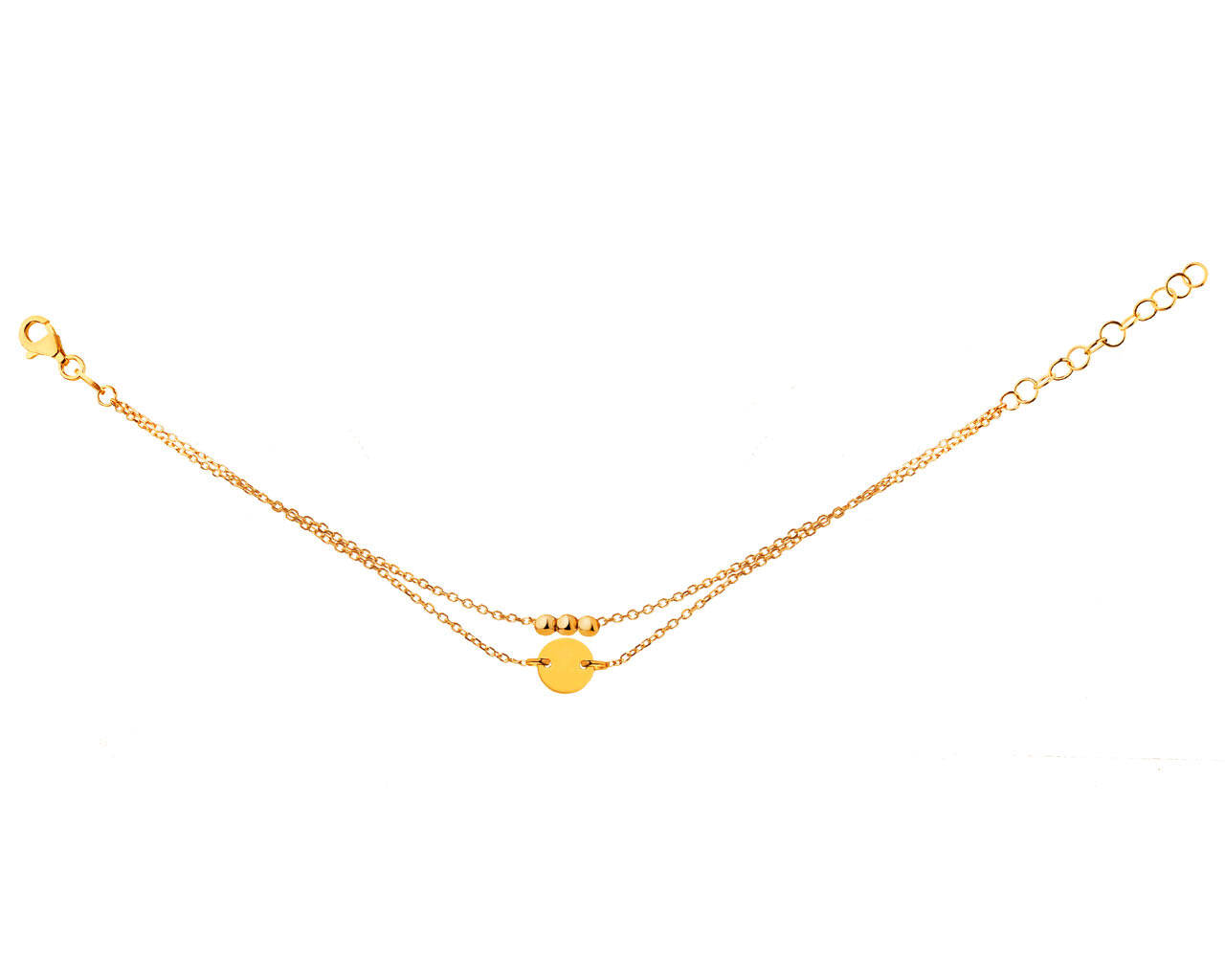 925 Silver 14K Gold Plated Bead Double Chain Bracelet