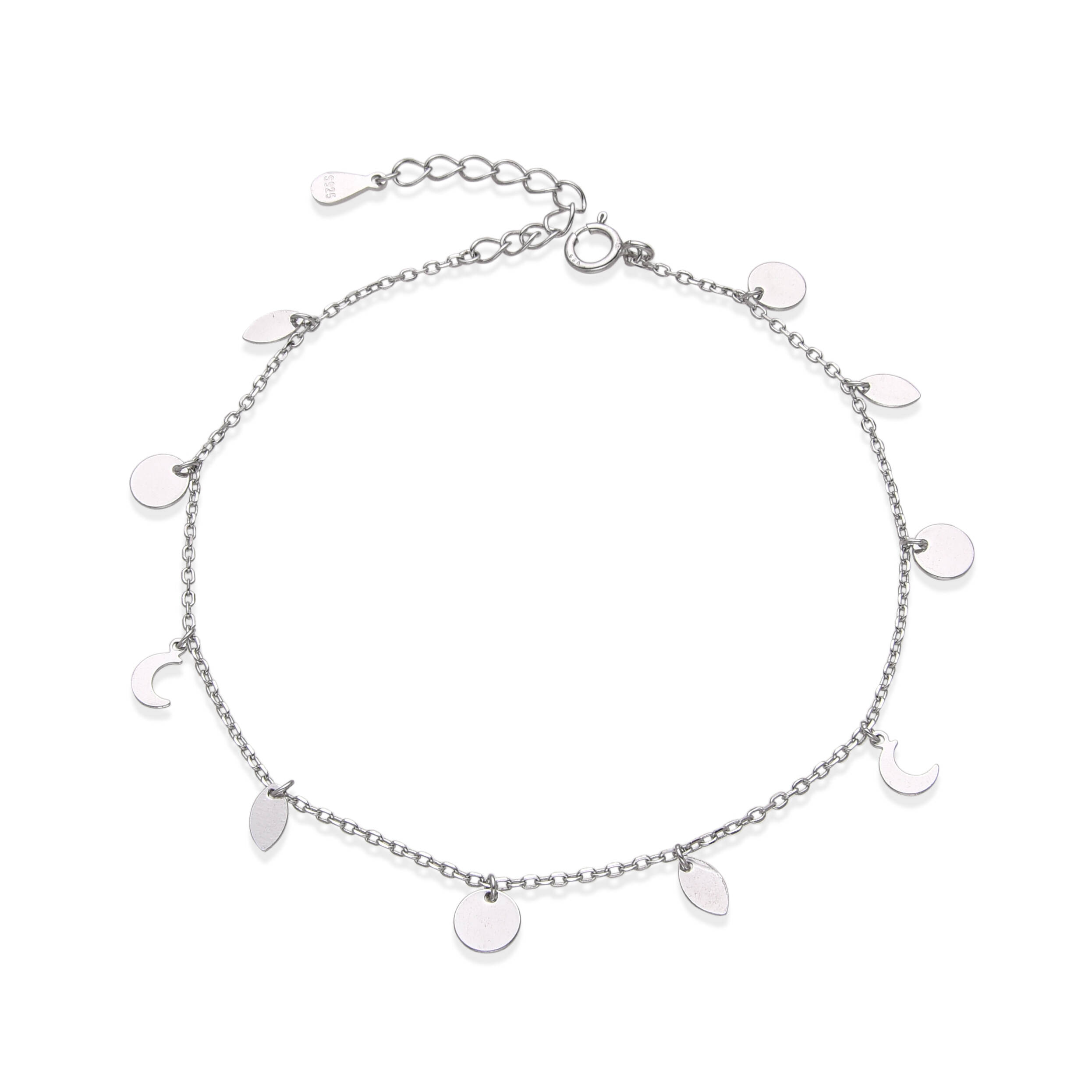 925 Silver Lunar Sun Nature-inspired Charms Bracelet