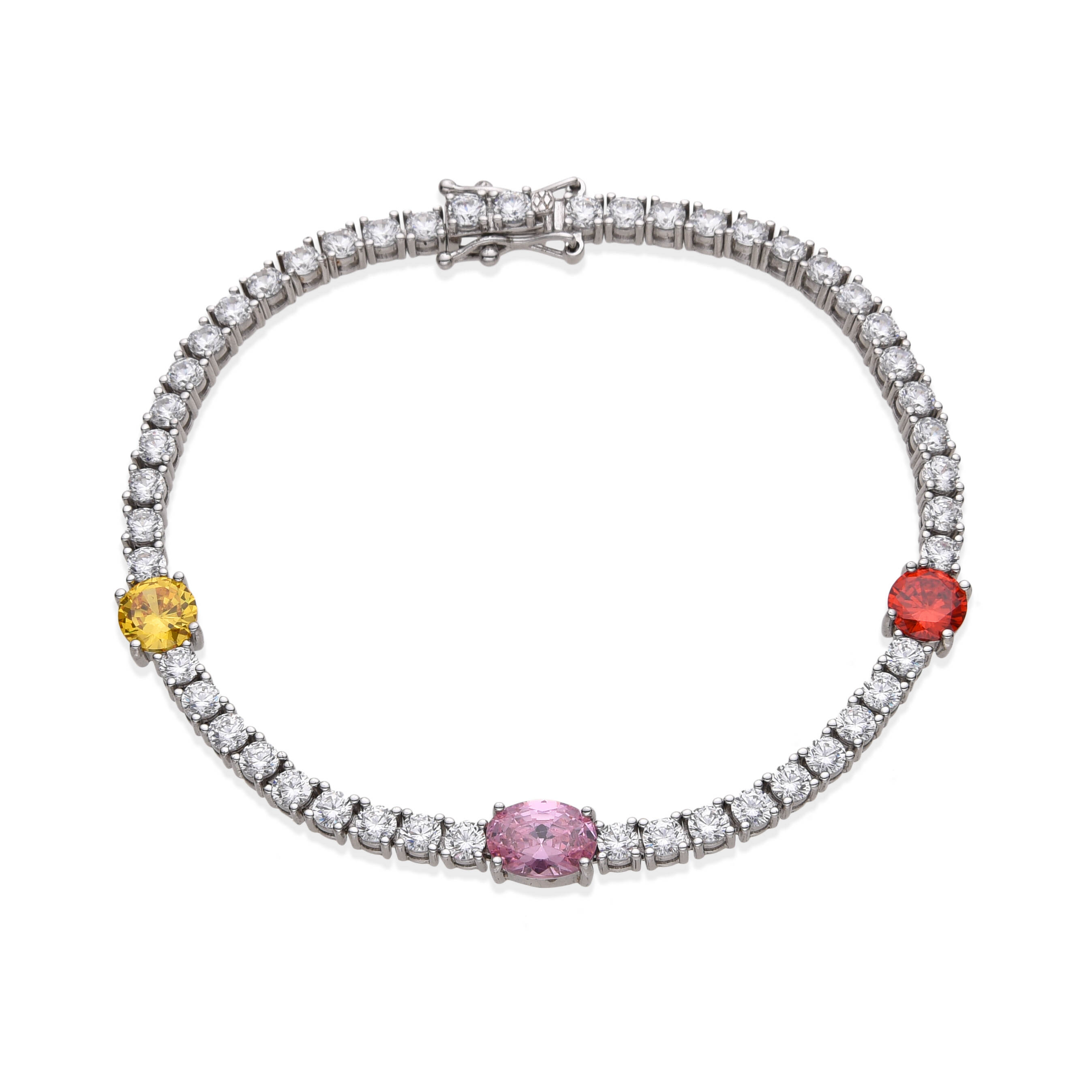 925 Silver Multicolor Cubic Zirconia Fashionable Tennis Bracelet