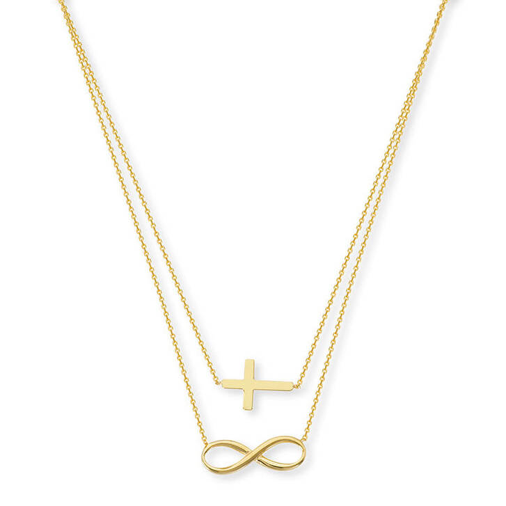 925 Silver Cross Infinity Layered Modern Necklace