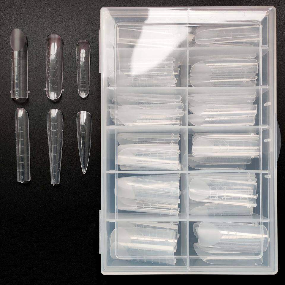 120pcs/box New Design Buffered Nail Mold Long Frosted Square Forms Nail Extension Tool