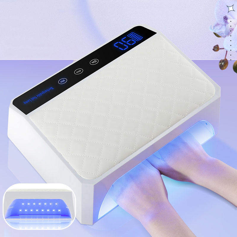 178W Strong Powder Nail Arm Rest Dryer Machine Custom Pink Dual Light Nail Lamp For Two Hand With Hand Pillow