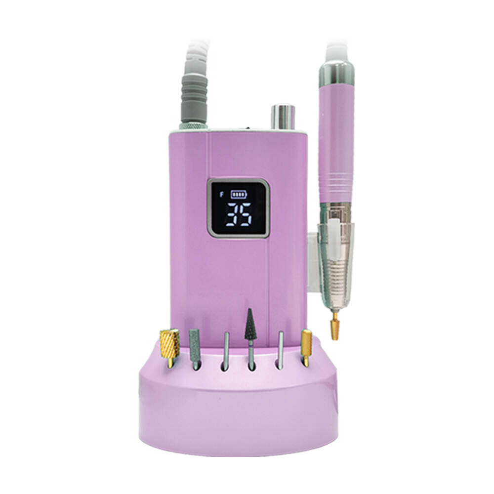 iBelieve Desktop Nail Drill – Professional Brushless 35000rpm, Cordless Rechargeable, Pink & Blue Salon Machine with Strong Powe