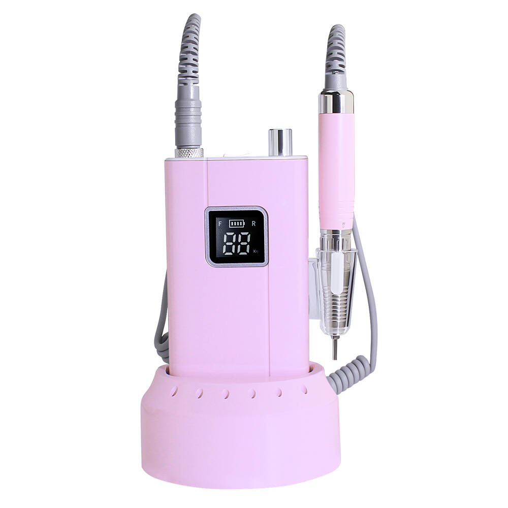 IBelieve Professional Brushless 35000rpm Cordless Electric Pink Blue Nail Salon Machine Rechargeable Desktop Nail Drill Strong