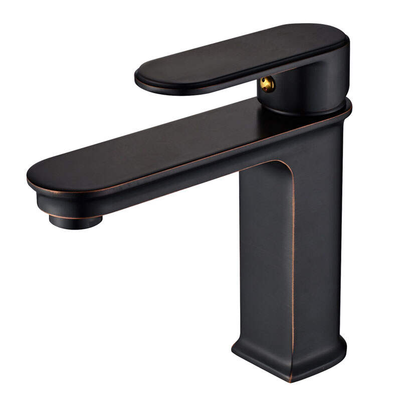 Simple design deck mounted basin mixer taps brass material black basin faucet