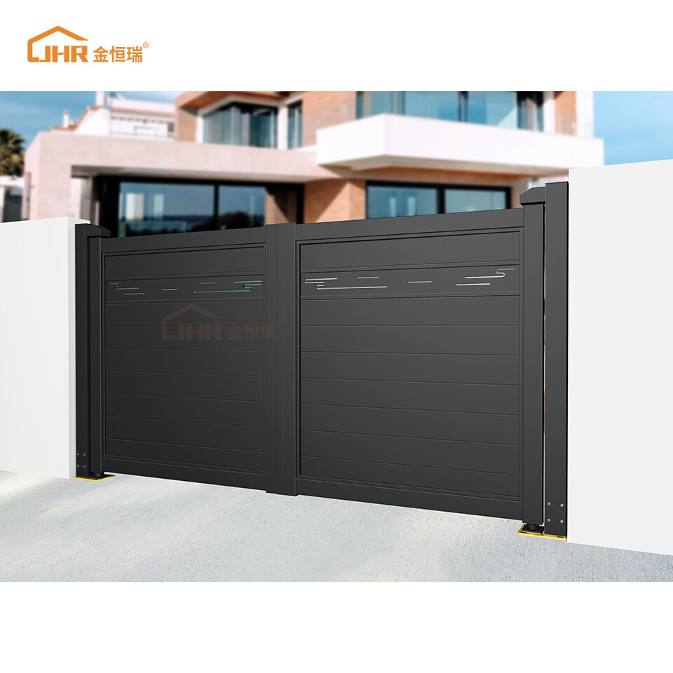 JHR Black Competitive Price Electric Driveway Gate Aluminium for House Automatic Door Sliding System