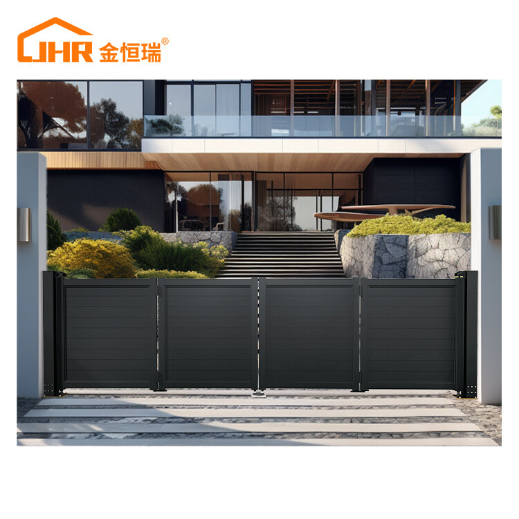 JHR Modern Aluminum Fencing Trellis Gates for House Modern Entry Gate School Manual Automatic Control Retractable Customized