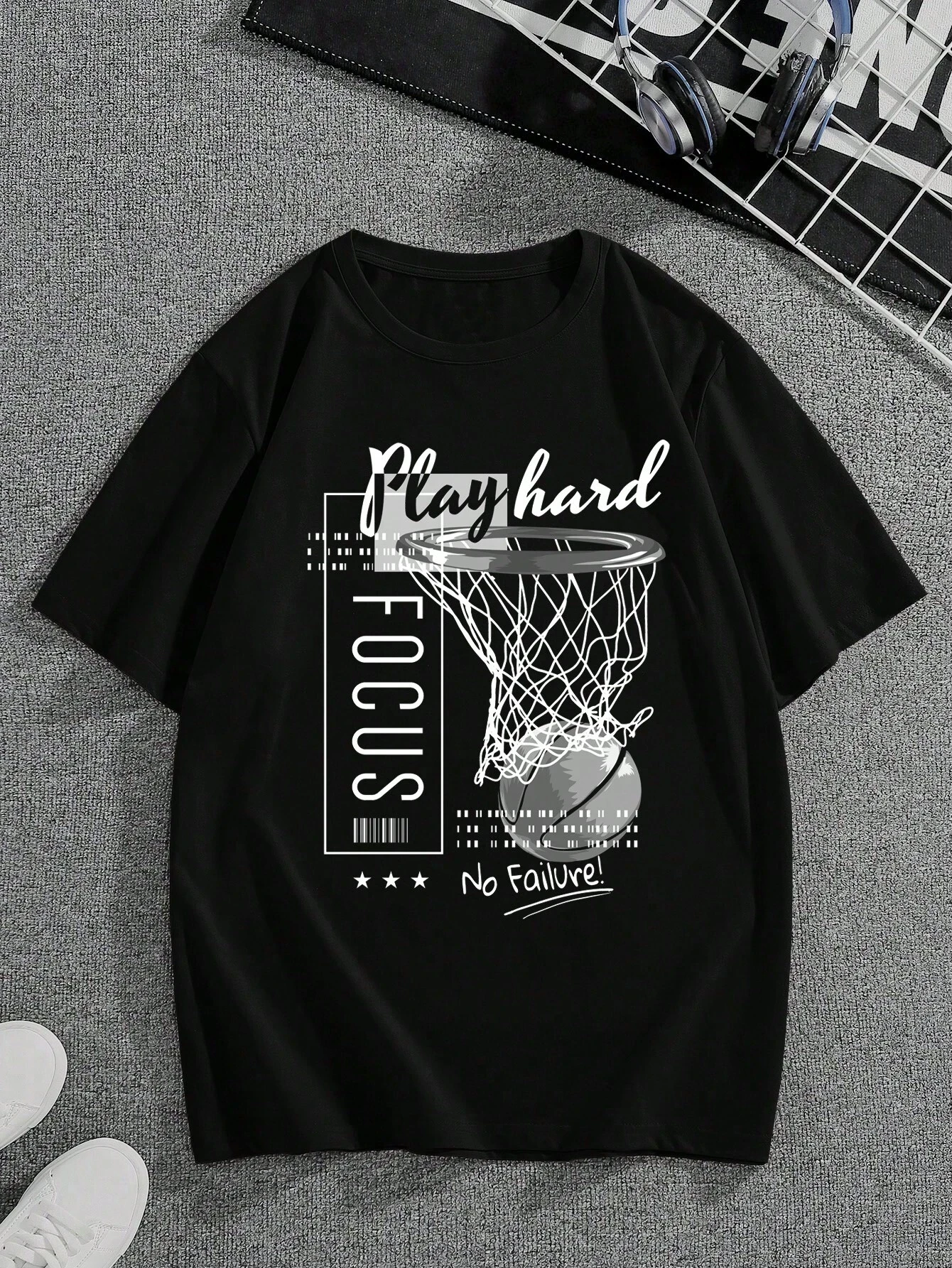 Boys' Casual  Basketball Print Short Sleeve Round Neck T-Shirt