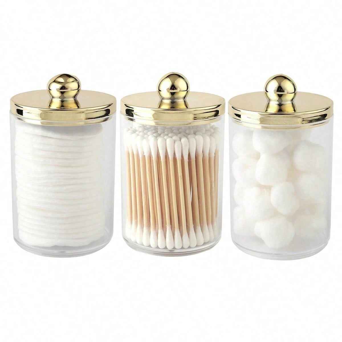 Qtip Apothecary Jar – OEM Supplier | 10oz Plastic Swab Ball Holder, Bathroom & Makeup Storage Box