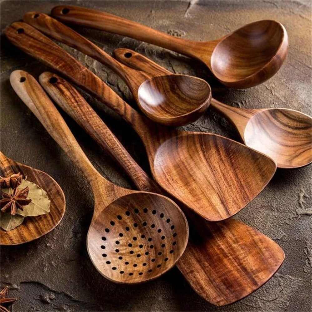 Wooden Kitchen Utensils Set – Factory Direct | 4-7pcs Non-Stick Cooking Spoon & Spatula, OEM/ODM