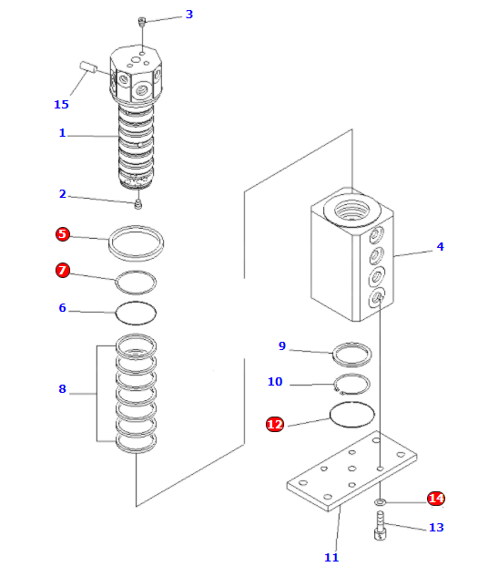 Relative parts of hydraulic cylinder oil seal kit