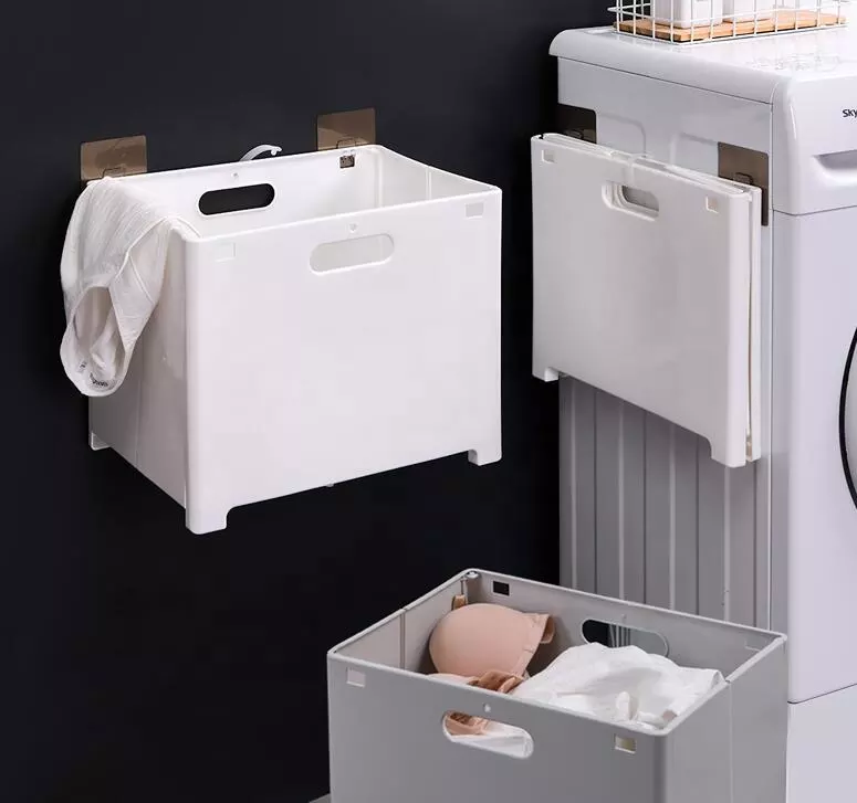 Household Space-Saving Folding Storage Box with Handle Plastic Box Laundry Basket