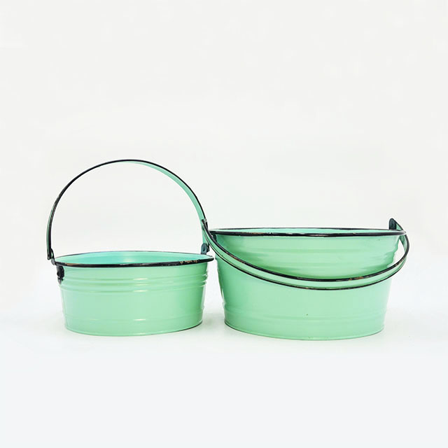 outdoor decoration,household storage product,store ice,flower bucket,metallic bright green storage basket